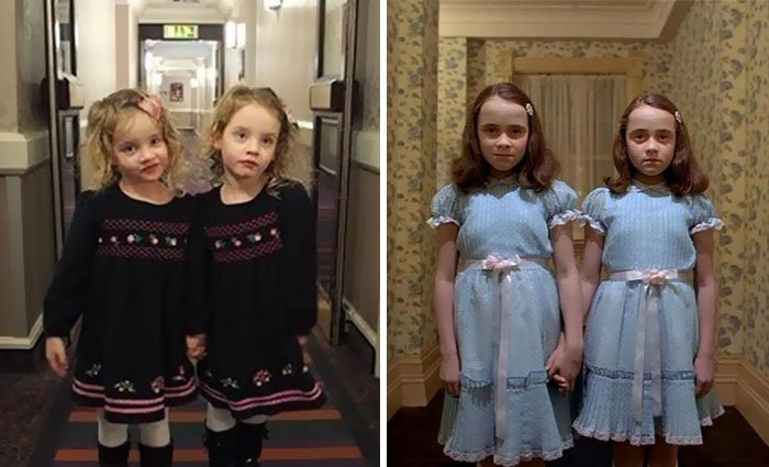 Pai usa filhas gémeas idênticas para assustar pessoas em hotéis, e é hilariamente