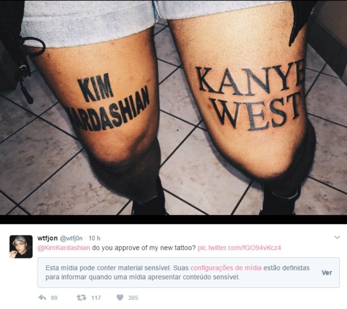 Fã tatua o nome de Kim Kardashian e de Kanye West