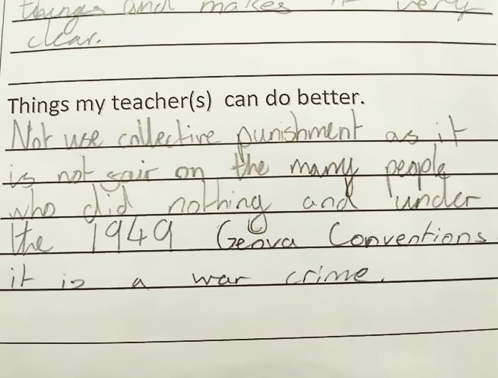 Menina de 11 anos dá resposta perfeita à professora que pôs toda a sala de castigo