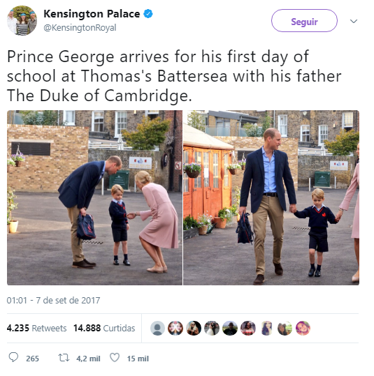 O primeiro dia de escola do Príncipe George