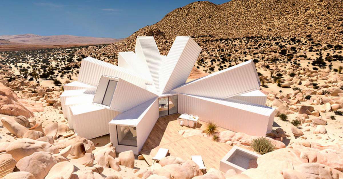 Uma incrível casa feita de contentores no meio do deserto