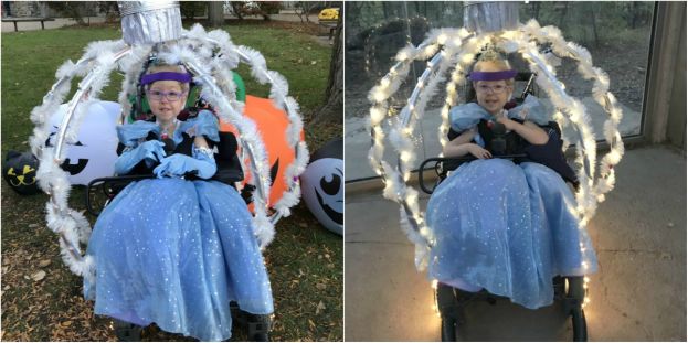 Mãe transforma cadeira de rodas em carruagem da Cinderela, e conquista as redes sociais