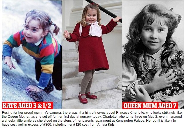 As parecenças da princesa Charlotte com a bisavó &#8220;Queen Mother&#8221; são cada vez mais evidentes.