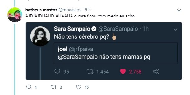 A resposta de Sara Sampaio a provocação no twitter: &#8220;Não tens mamas porquê?&#8221;