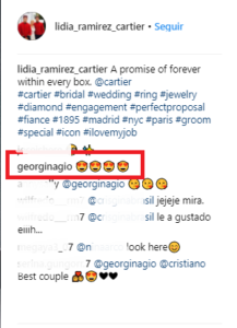 Cartier mostra anel de noivado, Georgina comenta e aumenta suspeitas