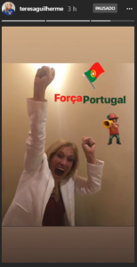 Teresa Guilherme já se mostra &#8220;a aquecer a garganta para gritar Portugaaaaal!&#8221;