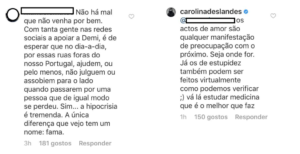 Seguidor critica Carolina Deslandes no apoio a Demi Lovato. Cantora respondeu