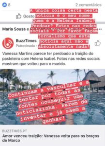 Vanessa Martins responde a notícias e &#8216;ataca&#8217; Helena Isabel, a comentadora já reagiu