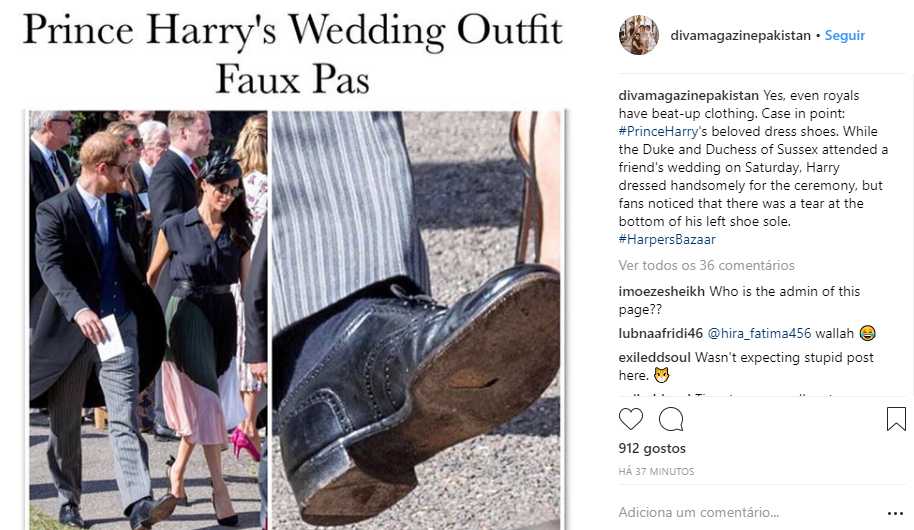 Príncipe Harry foi a casamento de amigo com a sola do sapato (muito) rota