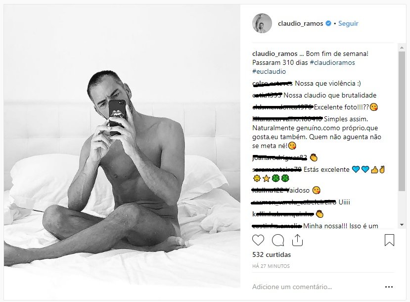 Cláudio Ramos volta a despir-se no Instagram