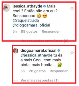 Diogo Amaral elogia Raquel Strada e Jessica Athayde deixa comentário: &#8220;Então não era eu ?&#8221;