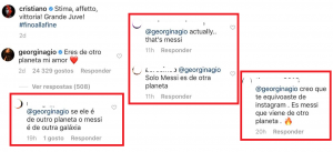Georgina Rodríguez faz comentário na foto de CR7 e deixa fãs de Messi &#8216;indignados&#8217;