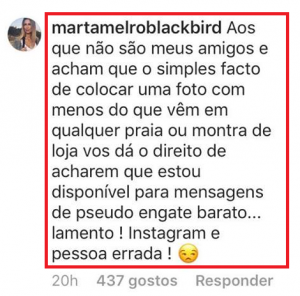 Marta Melro posa em lingerie nas redes sociais e recebe &#8220;mensagens de engate&#8221;. A atriz já reagiu