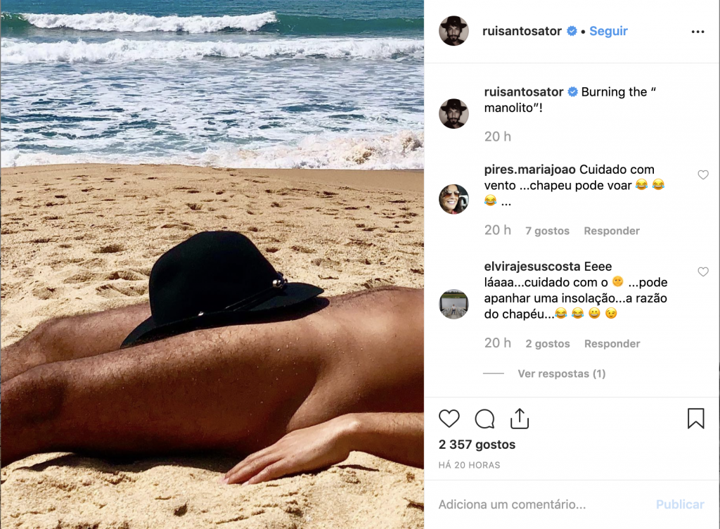 Completamente nu (só com um chapéu) Rui Santos aquece as redes sociais