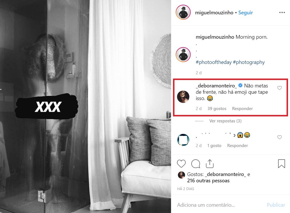 &#8220;Não há emoji que tape isso&#8221;: A reação de Débora Monteiro a fotografia do namorado completamente nu
