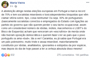 Maria Vieira: &#8220;Já sabia que Portugal era constituído por idiotas, analfabetos, ignorantes mas passei a ter a certeza&#8230;&#8221;
