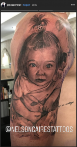 José Sá faz tatuagens dedicadas à filha e à mulher