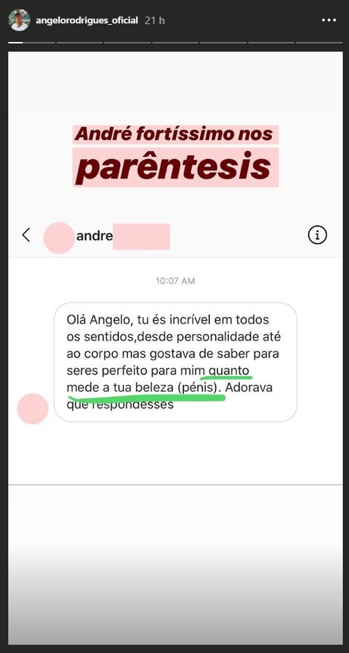 Ângelo Rodrigues assediado por seguidor denuncia situação nas redes sociais:&#8221;Quanto mede a tua beleza (pénis)?&#8221;