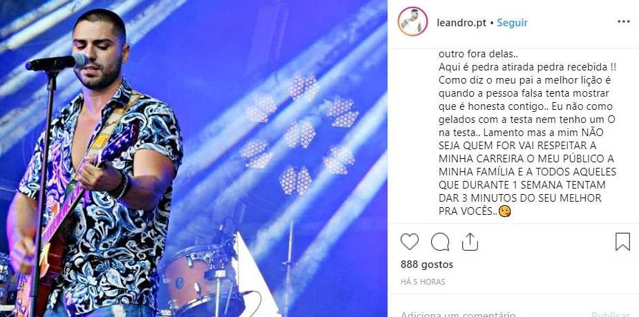 Após polémica com Rita Pereira, Leandro reage nas redes sociais: &#8220;Aqui é pedra atirada pedra recebida!!&#8221;