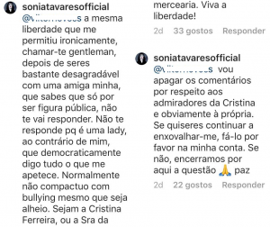 Sónia Tavares sai em defesa de Cristina Ferreira: &#8220;Não compactuo com bullying&#8230;&#8221;