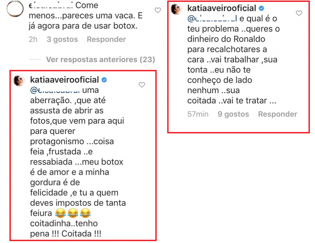 &#8220;Come menos&#8230; pareces uma vaca&#8221;: Katia Aveiro é criticada e responde à letra