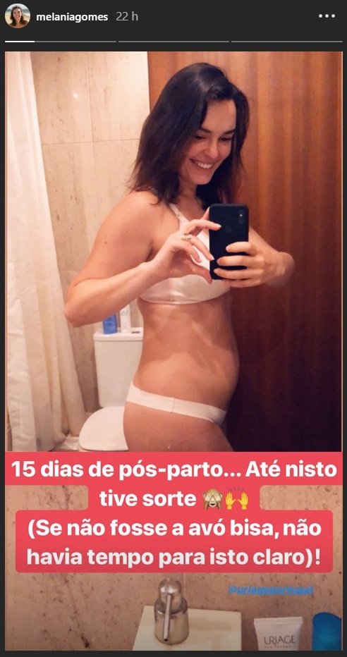 Em lingerie, Melânia Gomes mostra corpo 15 dias depois do parto 