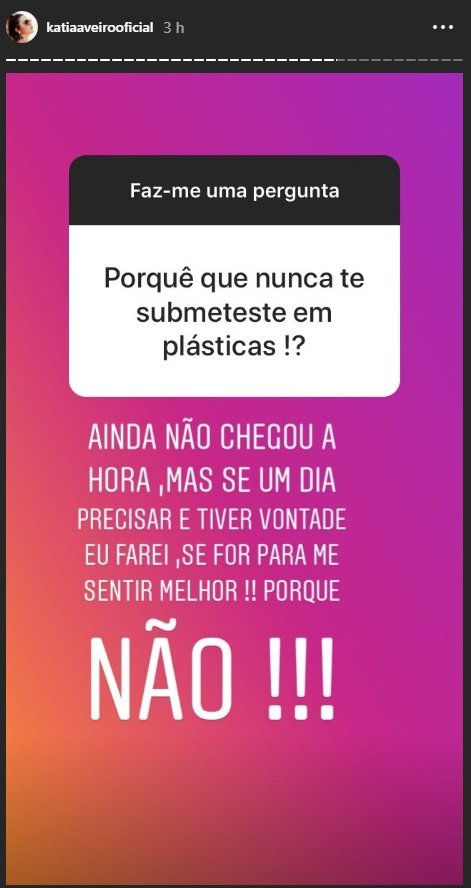 Katia Aveiro sobre cirurgias plásticas: &#8220;Eu farei (&#8230;) Porque não?&#8221;