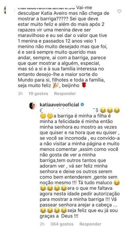 Cansada, Katia Aveiro não perdoa e responde a seguidora: &#8220;Vá passear senhora, arejar a cabeça&#8230;&#8221;