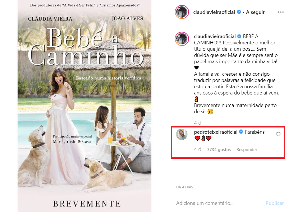 Cláudia Vieira comenta a &#8216;reação&#8217; de Pedro Teixeira à sua gravidez