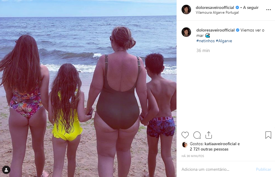 &#8220;Viemos ver o mar&#8221;: Dolores Aveiro ao lado dos netos na praia