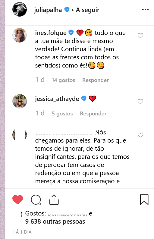 Terá sido esta a resposta de Júlia Palha às críticas de Joana Latino?