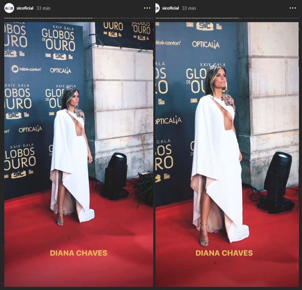 Diana Chaves exibe decote &#8216;vertiginoso&#8217; na XXIV Gala dos Globos de Ouro