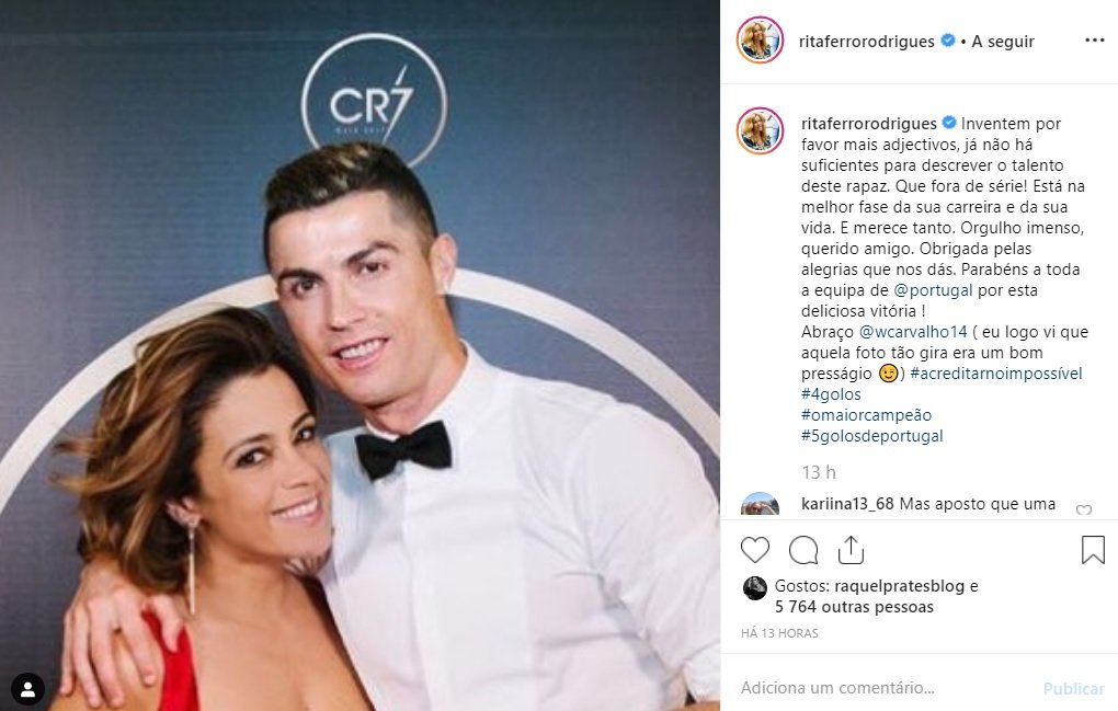 Criticada por elogiar Cristiano Ronaldo, Rita Ferro Rodrigues responde: &#8220;Tenha calma&#8221;