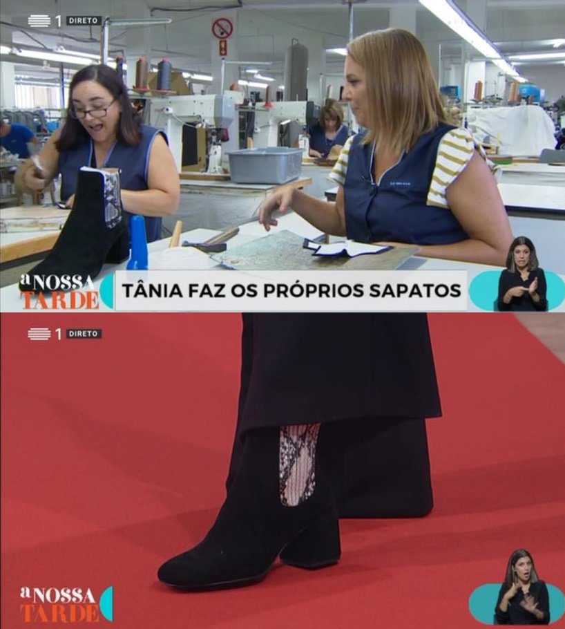 Orgulhosa, Tânia Ribas de Oliveira exibe botas feitas por si