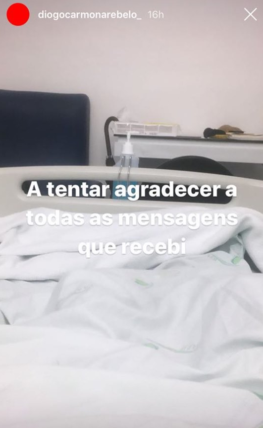Após acidente, Diogo Carmona partilha primeira imagem no hospital