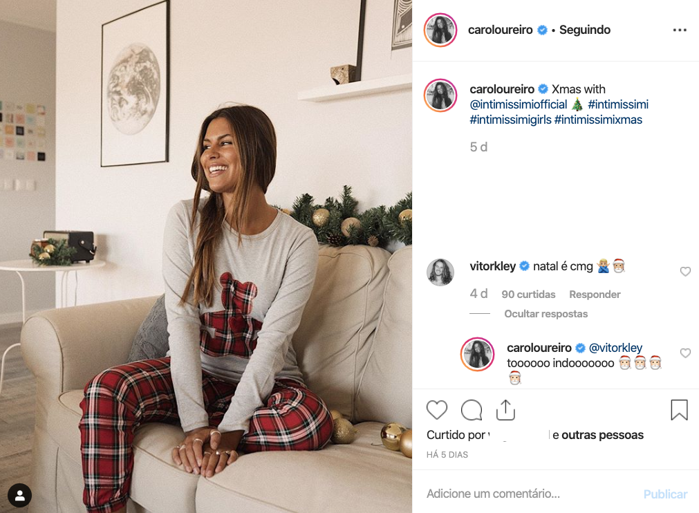 Carolina Loureiro e Vitor Kley trocam &#8220;mimos&#8221; nas redes sociais