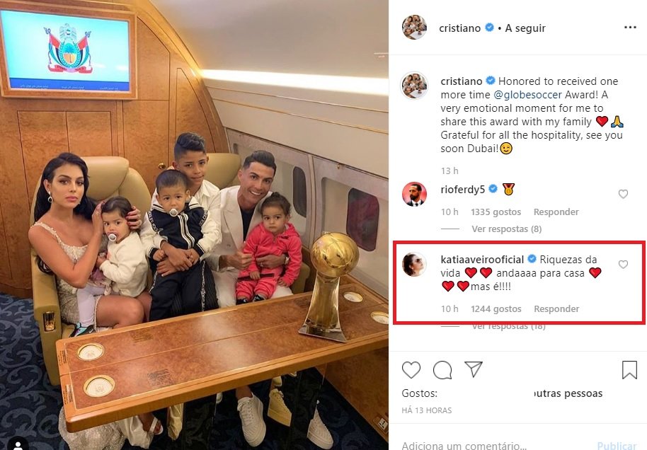 &#8220;Andaaaa para casa mas é!!!!&#8221;: A reacção de Kátia Aveiro à foto de Cristiano Ronaldo com a família