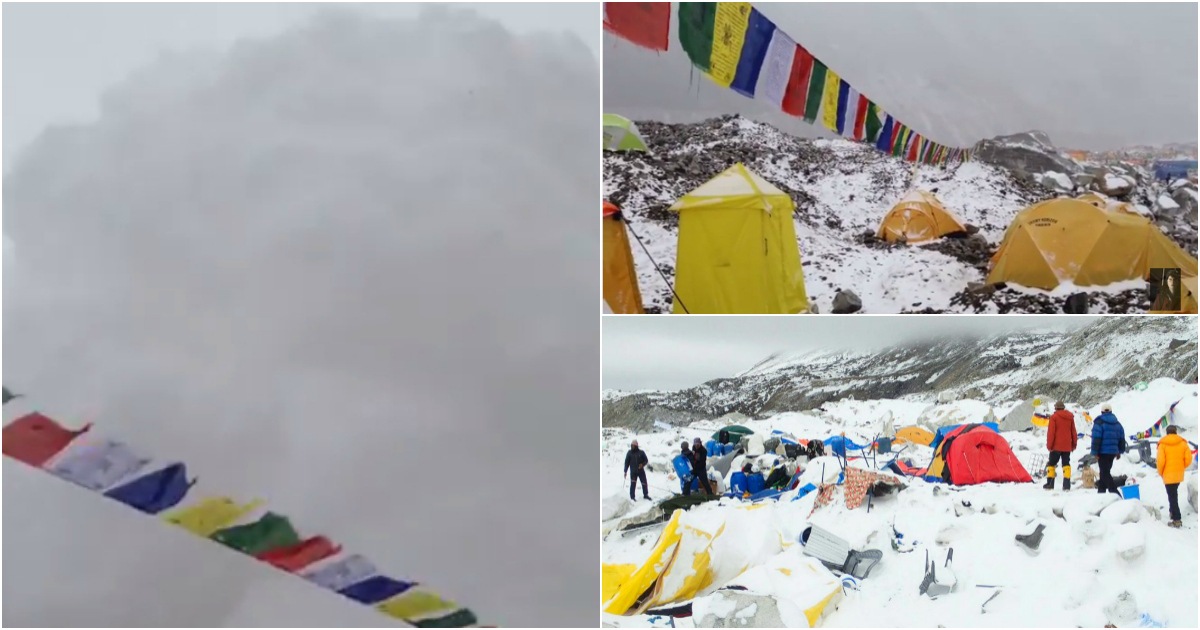 Vídeo mostra violência de uma das avalanches que atingiu acampamento no Evereste.