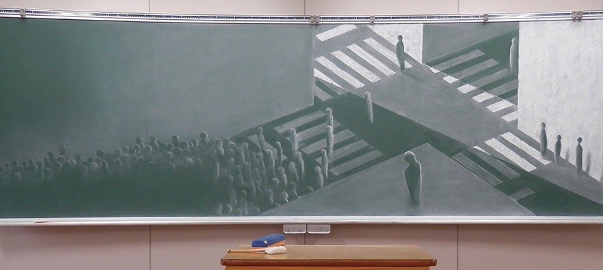 Japoneses fazem desenhos épicos com giz nos quadros das escolas&#8230;