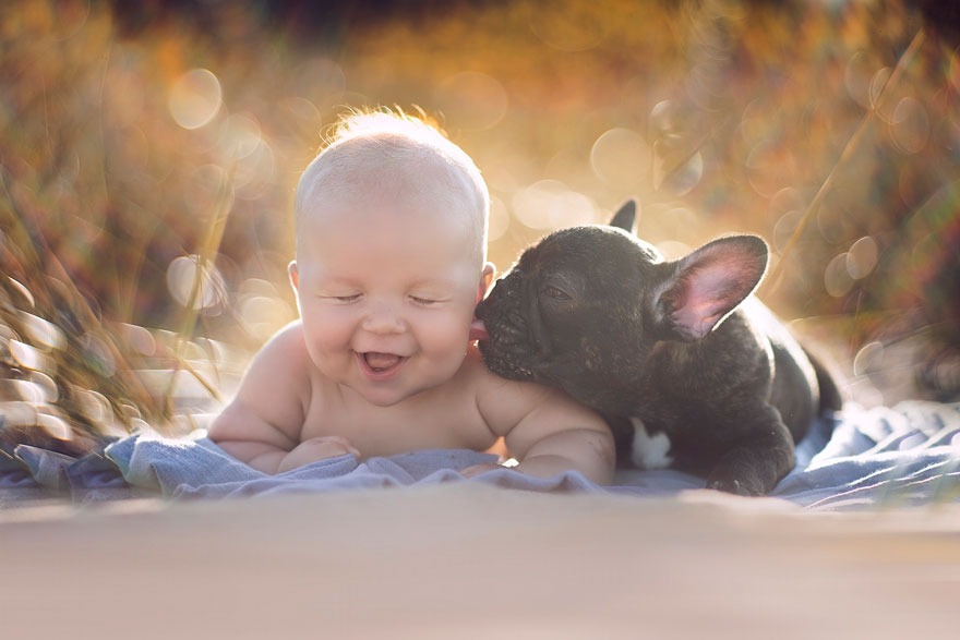 Bebé e bulldog: nasceram no mesmo dia e fazem tudo juntos