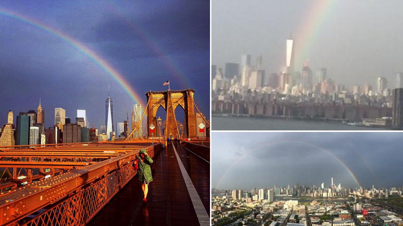 Arco-íris no World Trade Center um dia antes do 14º aniversário dos ataques