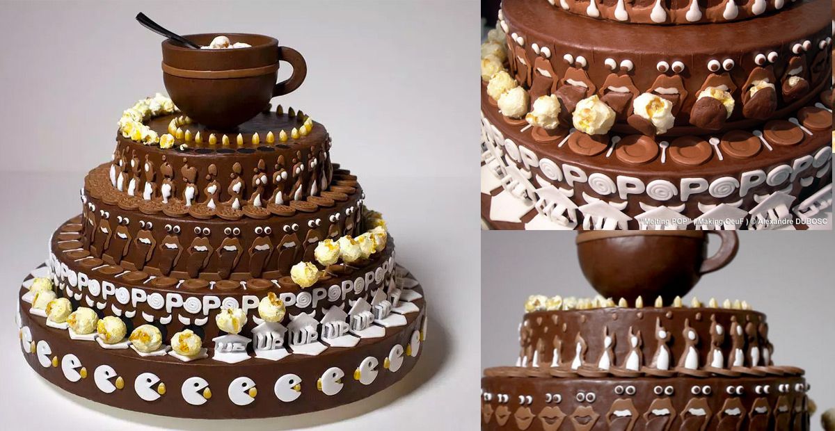 O bolo de chocolate que, quando gira, faz ilusão de óptica que parece magia