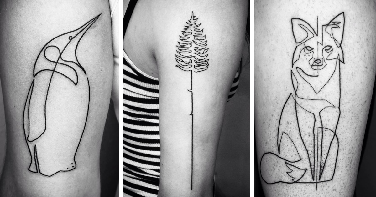 Tatuagens com apenas uma linha contínua