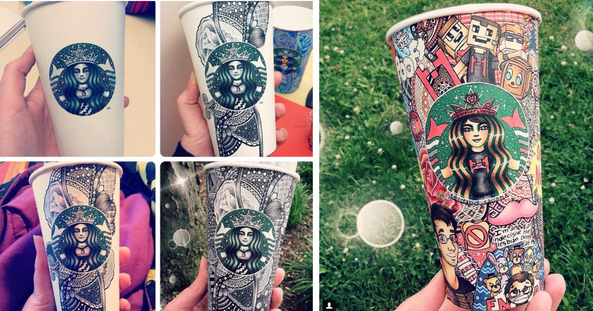 Artista transforma copos do Starbucks em obras de arte
