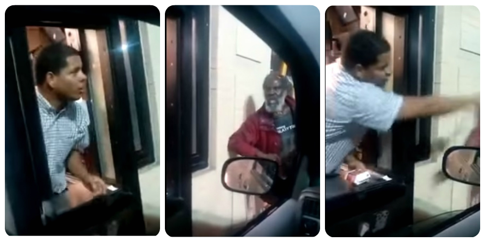 Empregado do drive de um restaurante atira bebida à cara de um sem-abrigo