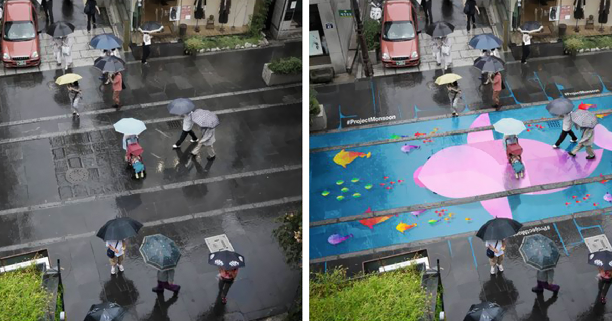 Murais coloridos aparecem na estrada em dias de chuva