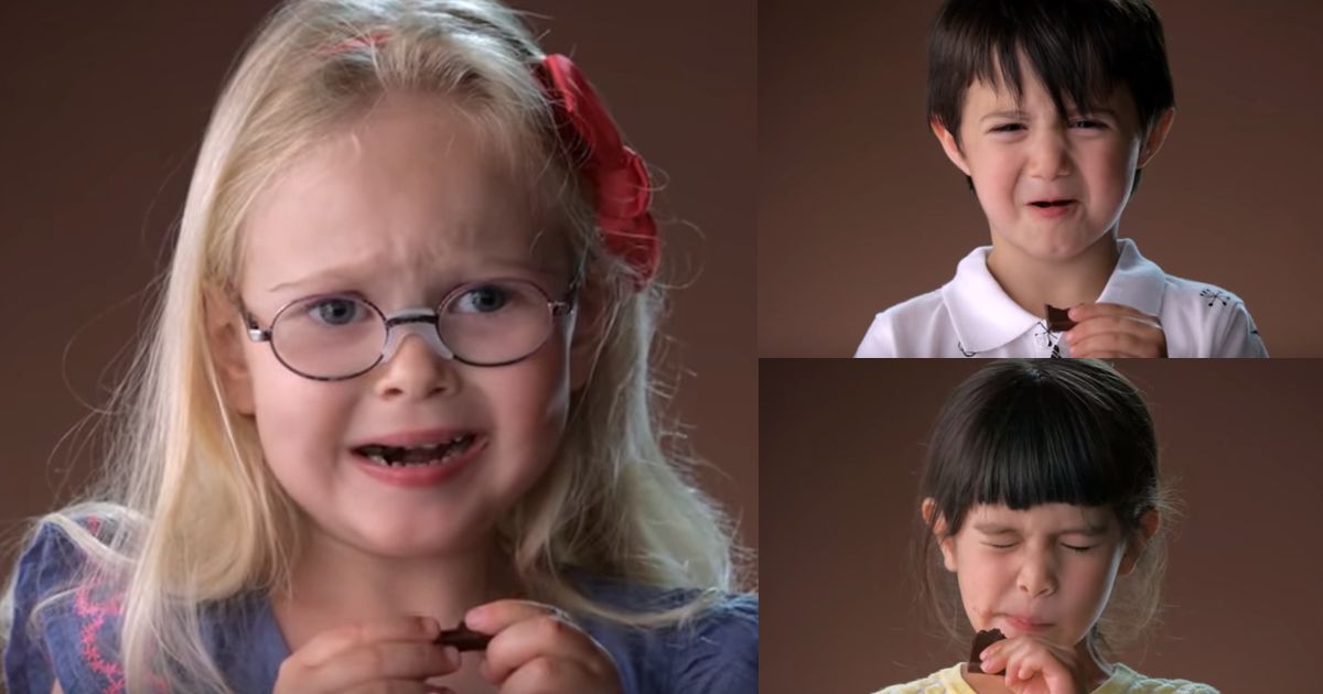 As expressões de crianças a provar chocolate negro pela primeira vez