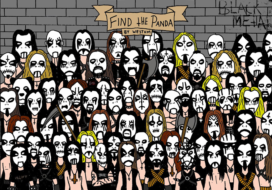 Encontrar o panda numa multidão vestida ao estilo Black Metal
