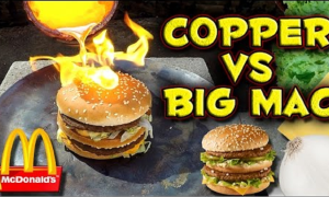 O que acontece ao derramar cobre fundido num Big Mac?