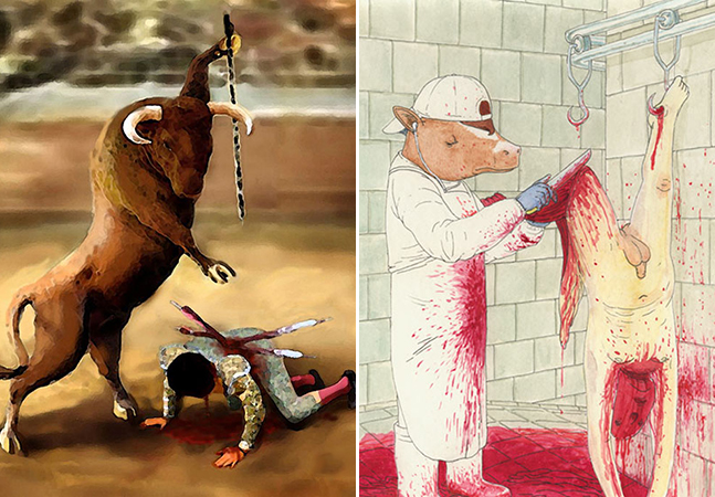 Ilustrações trocam animais por pessoas, para mostrar o que eles sentem